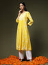 Hand embroidery Chikankari V Neck Anarkali Dress | Long Kurti in Cotton For Women